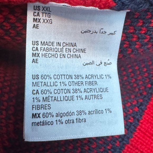 Charter Club USA Flag Cardigan Sweater XXL Red White Blue Stars Stripes Shawl - Picture 4 of 7